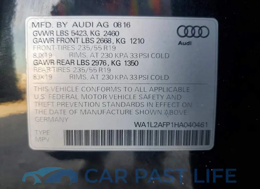 WA1L2AFP1HA040461# 13