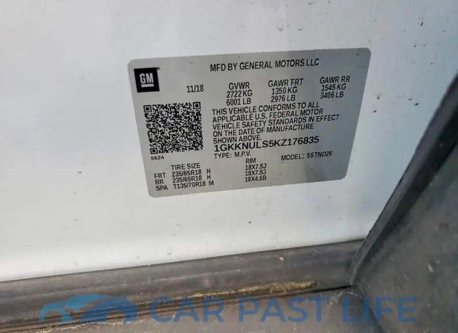 1GKKNULS5KZ176835# 13