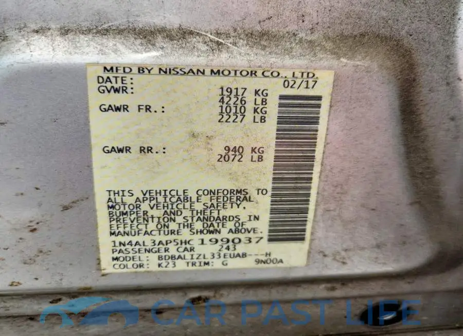 1N4AL3AP5HC199037# 12
