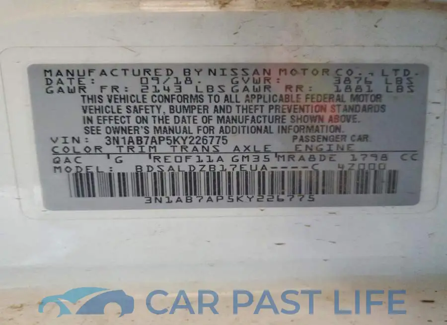 3N1AB7AP5KY226775# 13