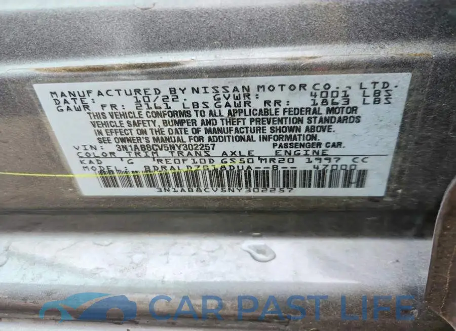 3N1AB8CV5NY302257# 12