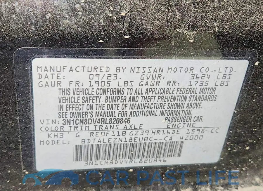3N1CN8DV4RL820846# 12