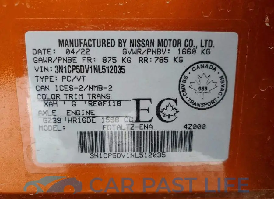 3N1CP5DV1NL512035# 13