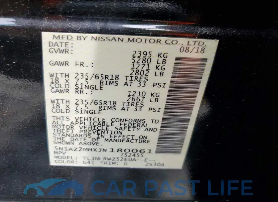 5N1AZ2MHXJN180061# 13
