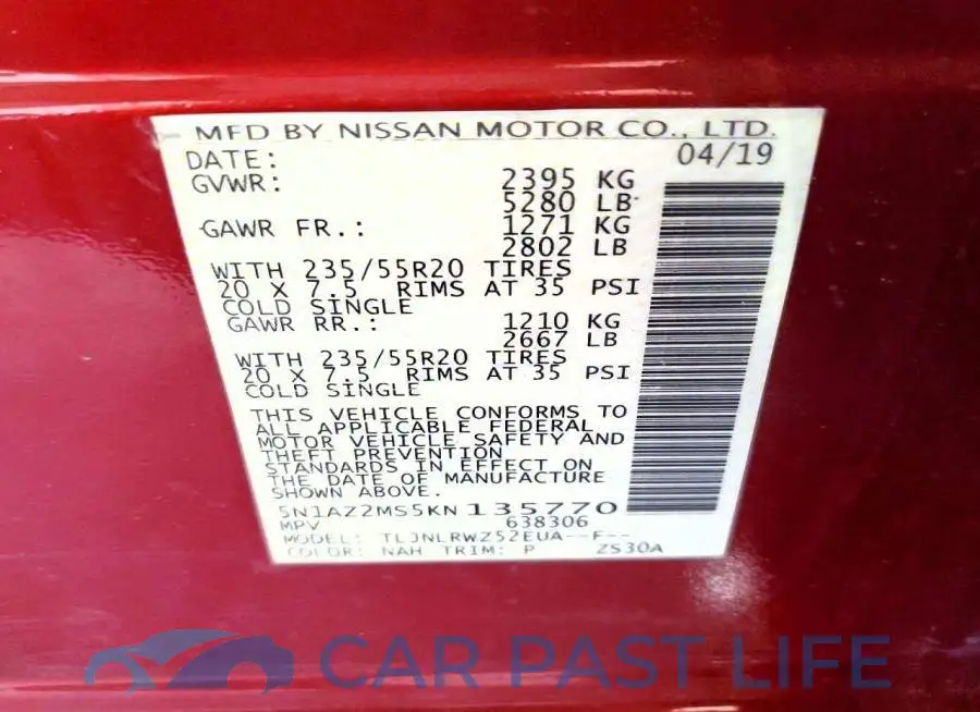 5N1AZ2MS5KN135770# 14