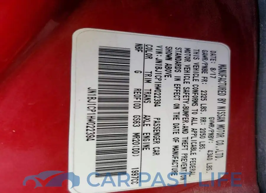 JN1BJ1CP1HW022394# 12