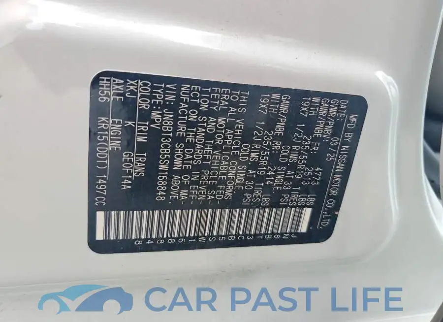 JN8BT3CB5SW168848# 13