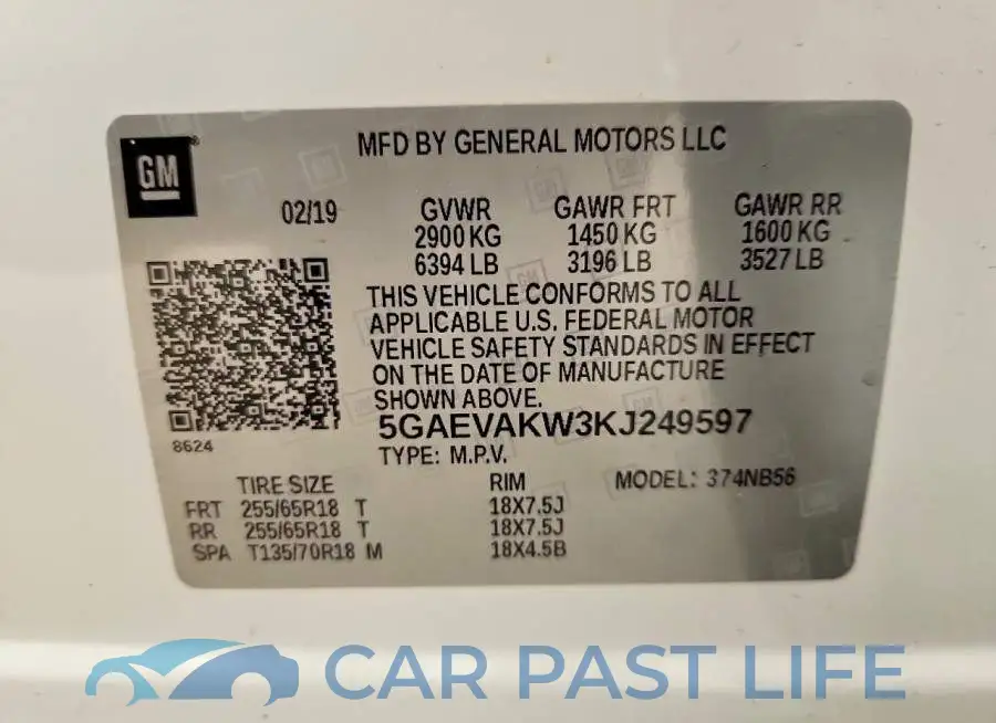 5GAEVAKW3KJ249597# 13