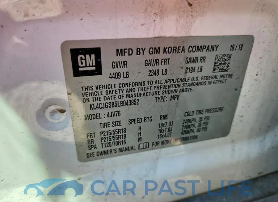 KL4CJGSB5LB043852# 13