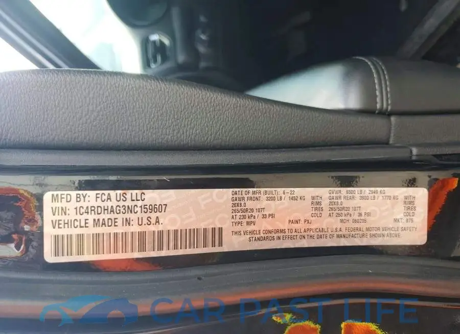 1C4RDHAG3NC159607# 13