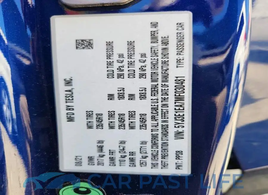 5YJ3E1EA7MF030481# 12