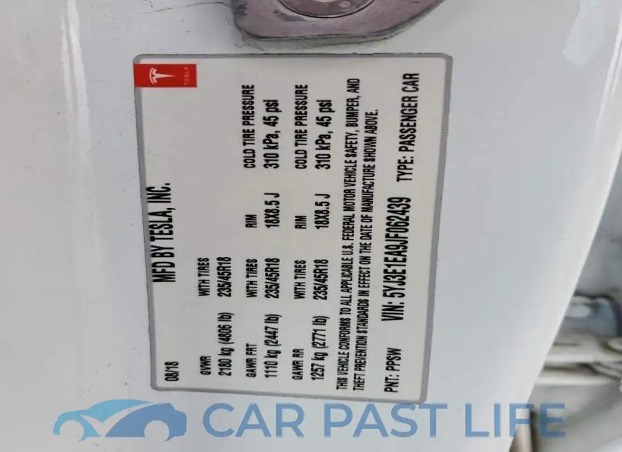 5YJ3E1EA9JF062439# 12