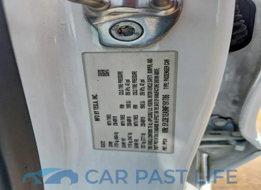 5YJ3E1EA9NF191786# 12