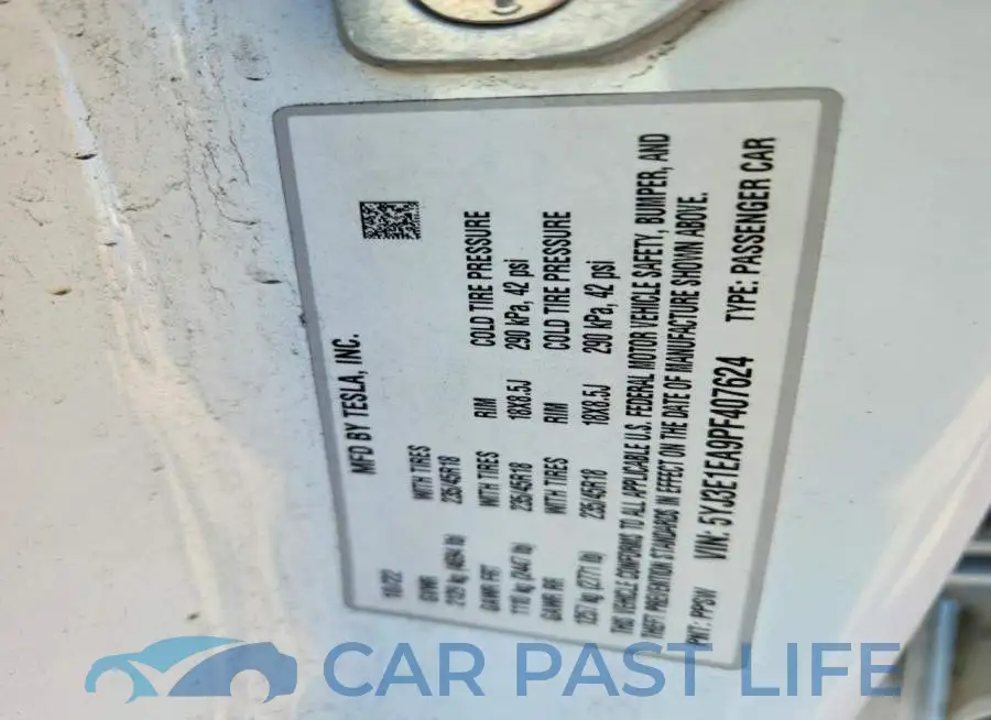 5YJ3E1EA9PF407624# 12