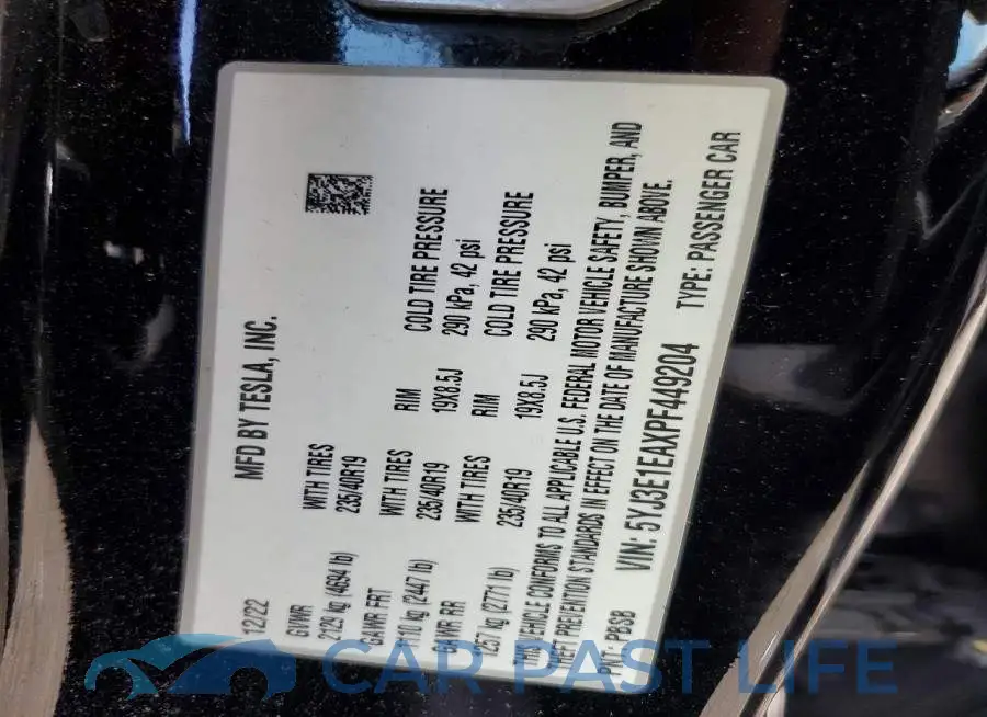 5YJ3E1EAXPF449204# 12