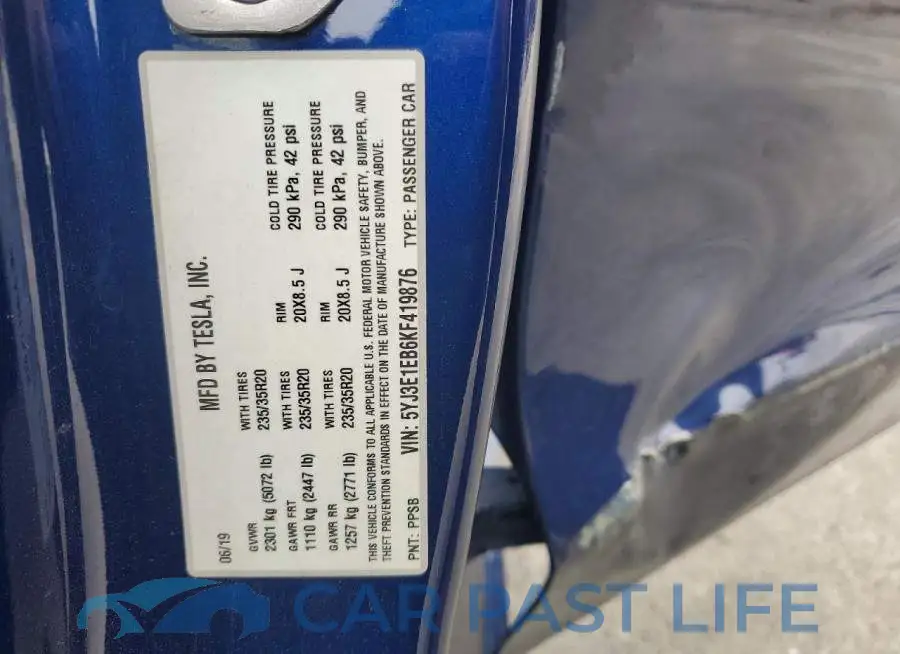 5YJ3E1EB6KF419876# 12