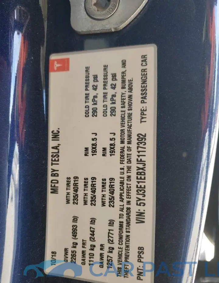 5YJ3E1EBXJF117392# 12