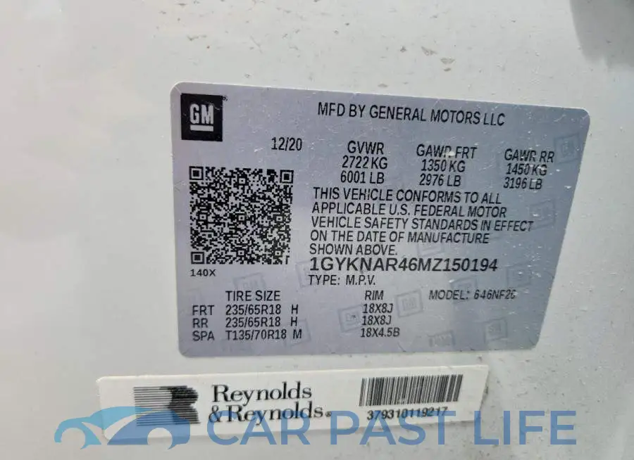 1GYKNAR46MZ150194# 12