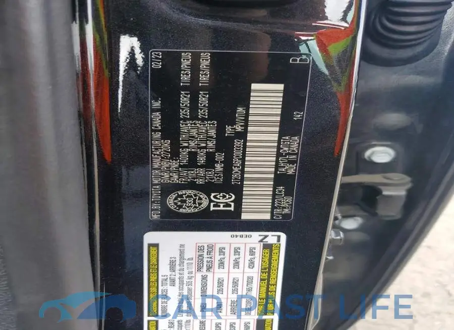 2T2BCMEA6PC003392# 12