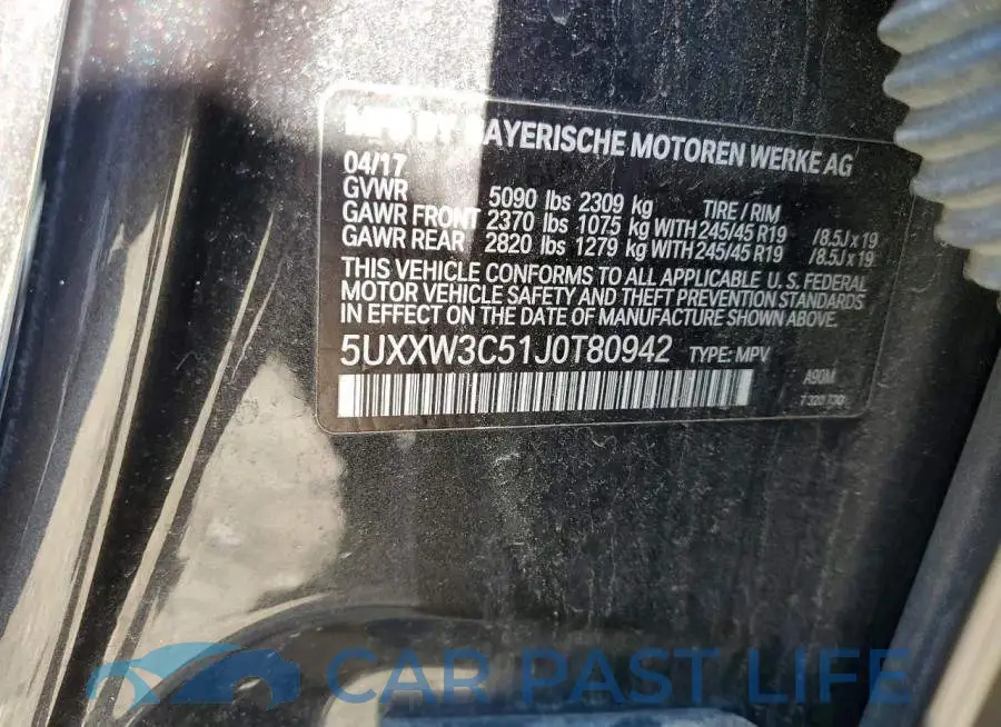 5UXXW3C51J0T80942# 13