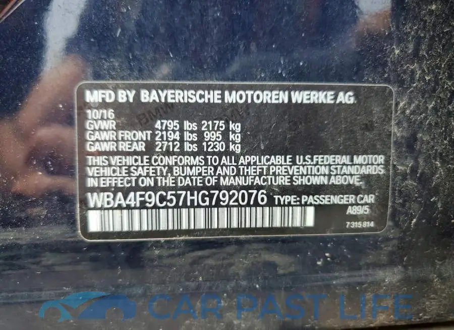 WBA4F9C57HG792076# 13