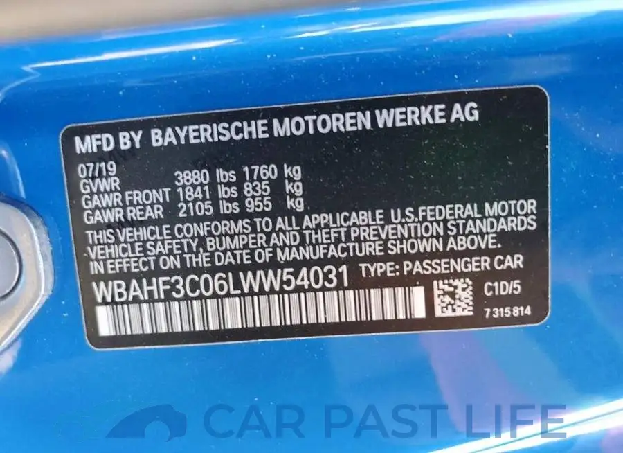 WBAHF3C06LWW54031# 12