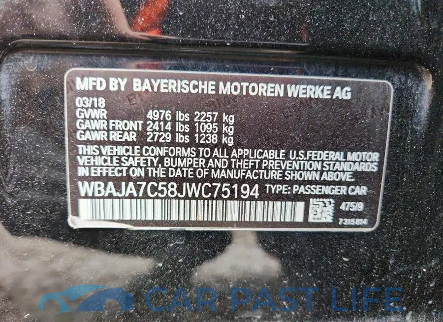 WBAJA7C58JWC75194# 12