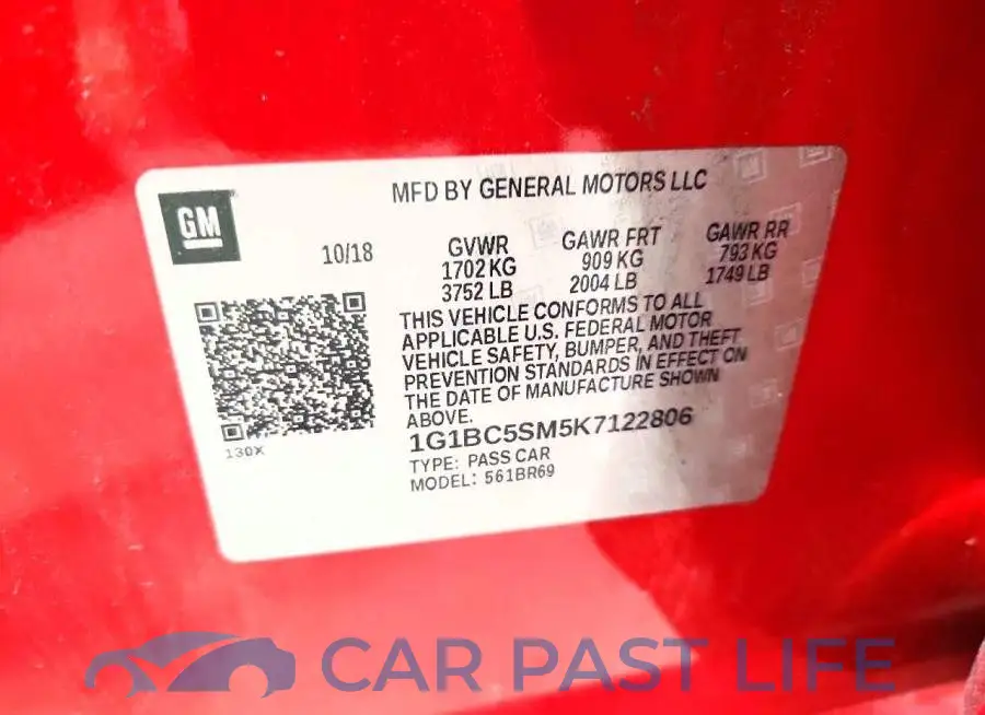 1G1BC5SM5K7122806# 12