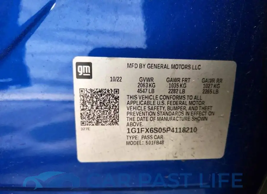 1G1FX6S05P4118210# 12
