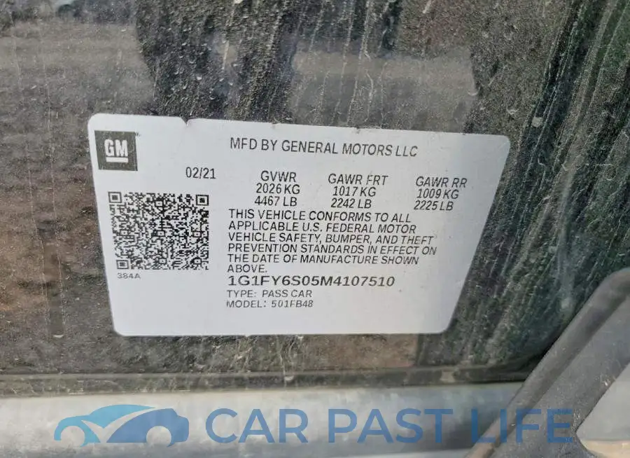 1G1FY6S05M4107510# 12