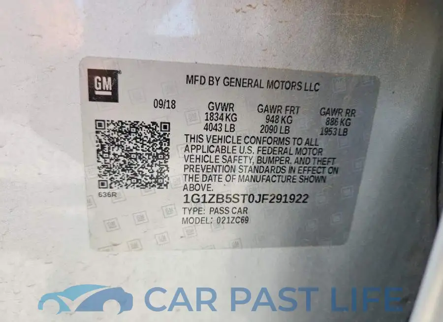 1G1ZB5ST0JF291922# 12
