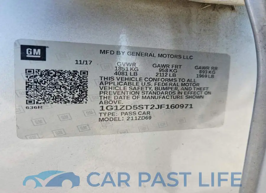 1G1ZD5ST2JF160971# 12