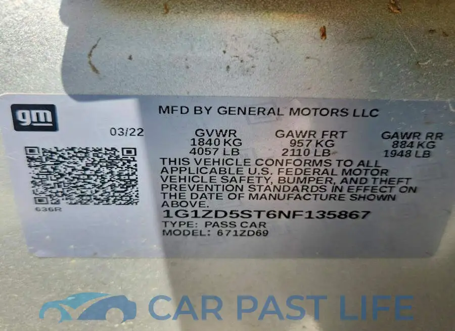 1G1ZD5ST6NF135867# 12