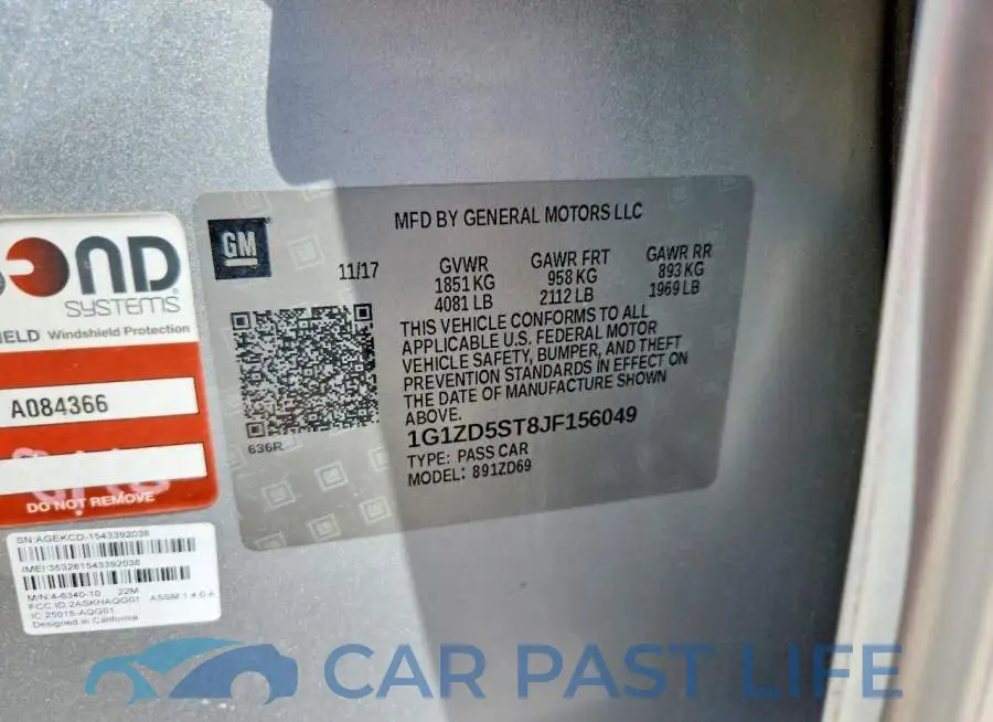 1G1ZD5ST8JF156049# 13