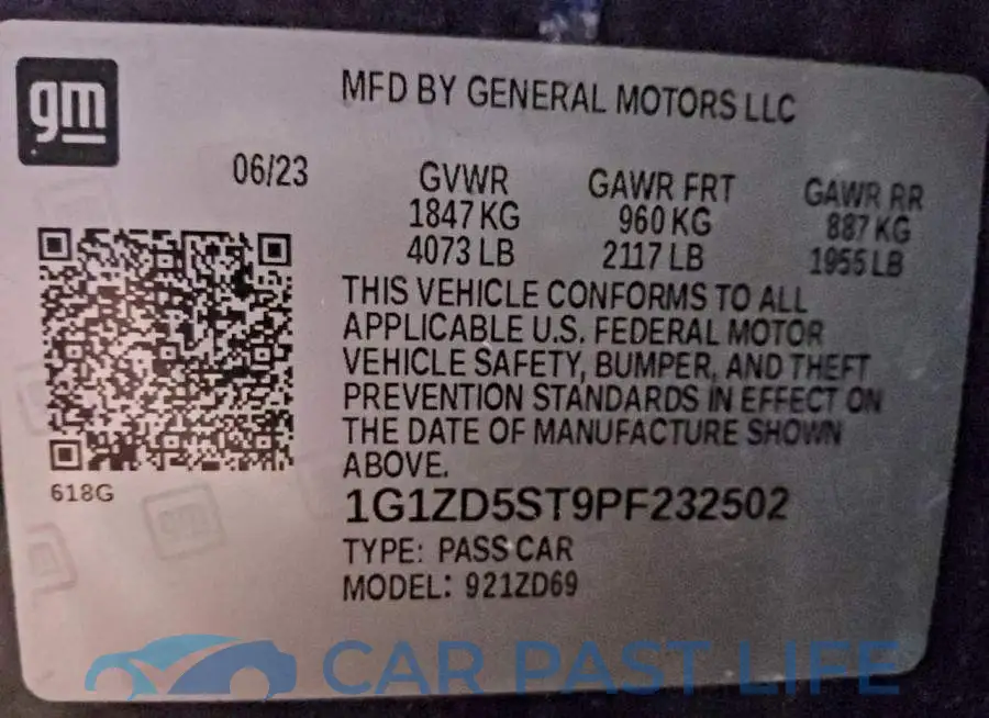 1G1ZD5ST9PF232502# 13