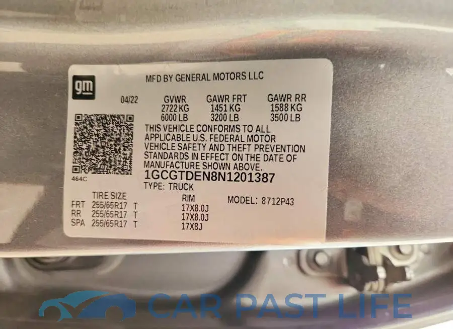 1GCGTDEN8N1201387# 12