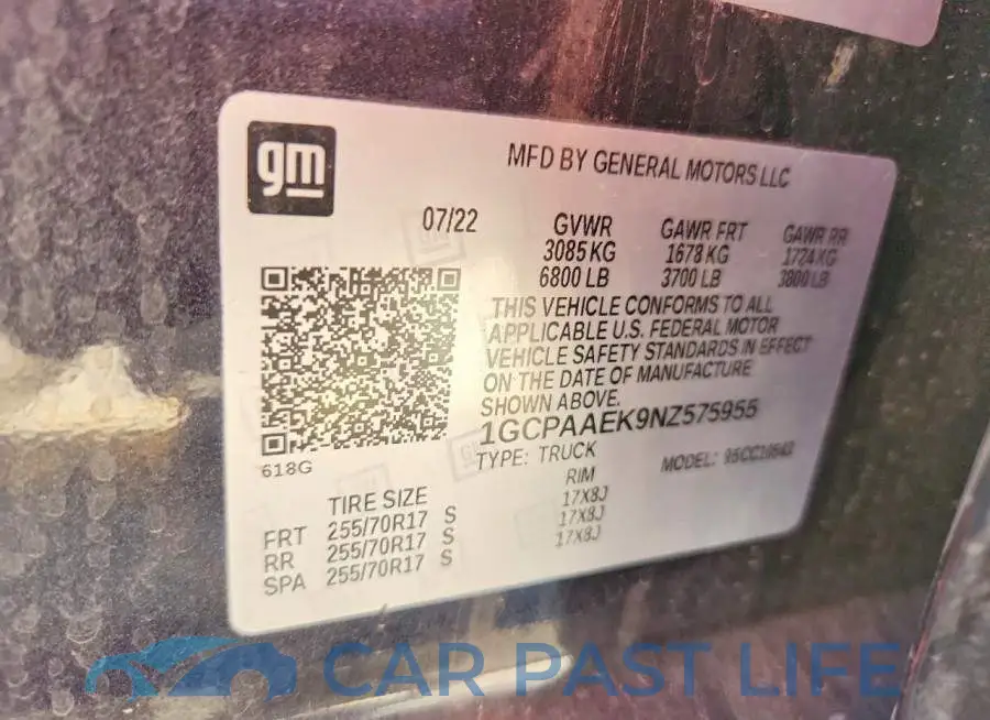 1GCPAAEK9NZ575955# 12
