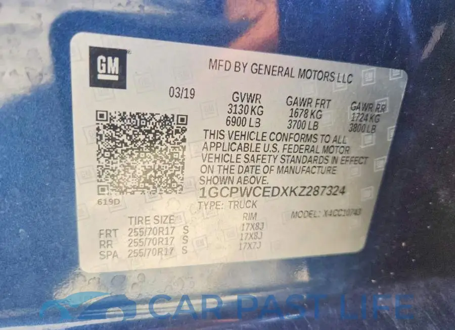 1GCPWCEDXKZ287324# 12