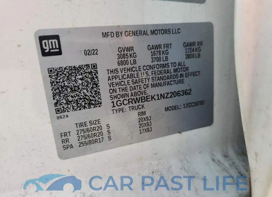 1GCRWBEK1NZ206362# 12