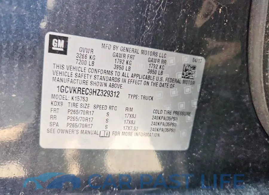 1GCVKREC9HZ329312# 12