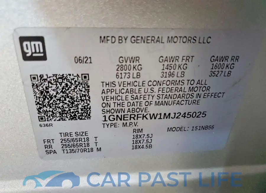 1GNERFKW1MJ245025# 13