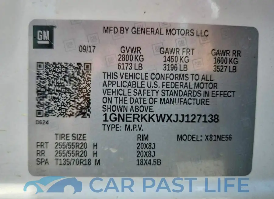 1GNERKKWXJJ127138# 14