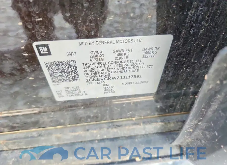 1GNEVGKW2JJ117891# 13