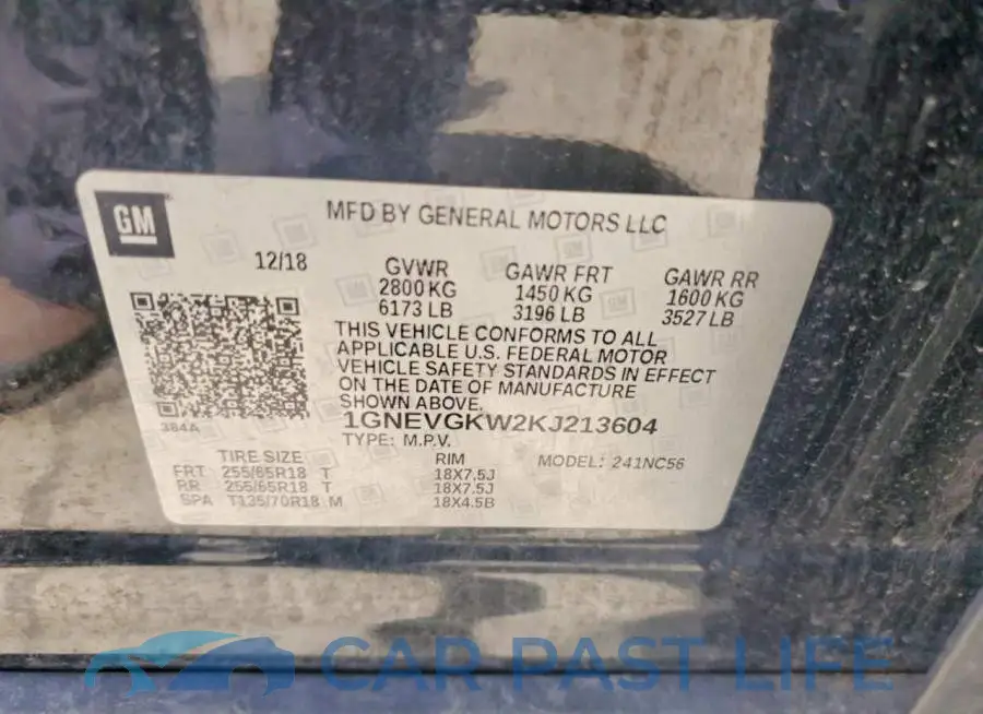 1GNEVGKW2KJ213604# 13