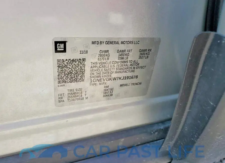 1GNEVGKW7KJ191678# 13