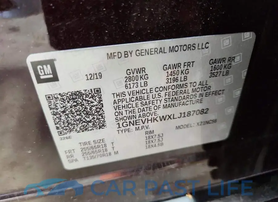 1GNEVHKWXLJ187082# 13