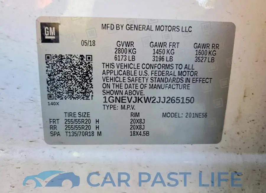 1GNEVJKW2JJ265150# 13