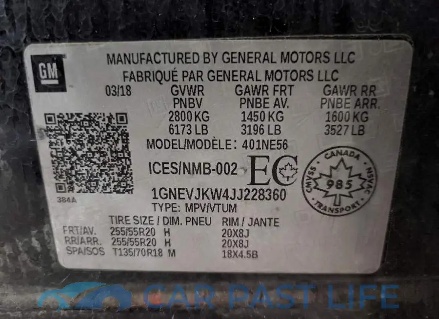 1GNEVJKW4JJ228360# 13