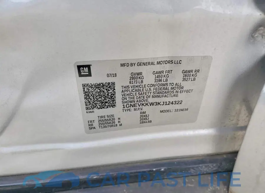 1GNEVKKW3KJ124322# 12