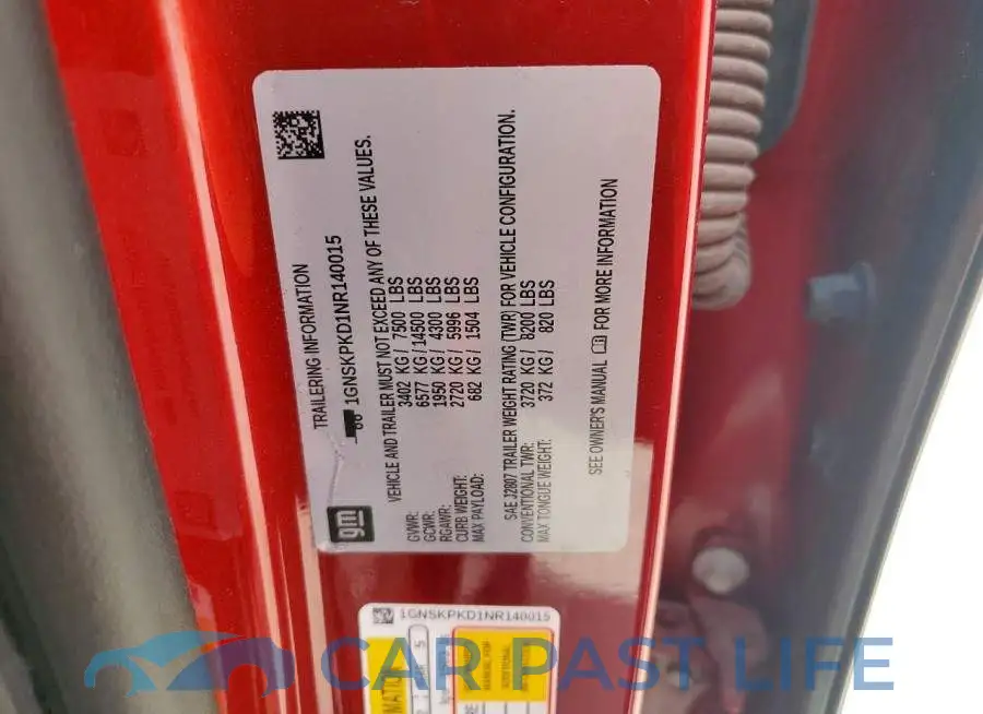 1GNSKPKD1NR140015# 13